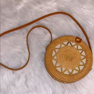 EUC Round woven straw boho bag